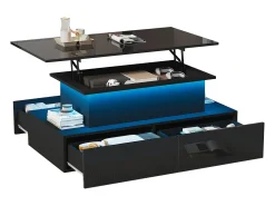 ModernLuxe Mesa de centro reveladora com LED - 4 gavetas -^ Mesa De Centro