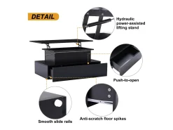 ModernLuxe Mesa de centro reveladora com LED - 4 gavetas -^ Mesa De Centro
