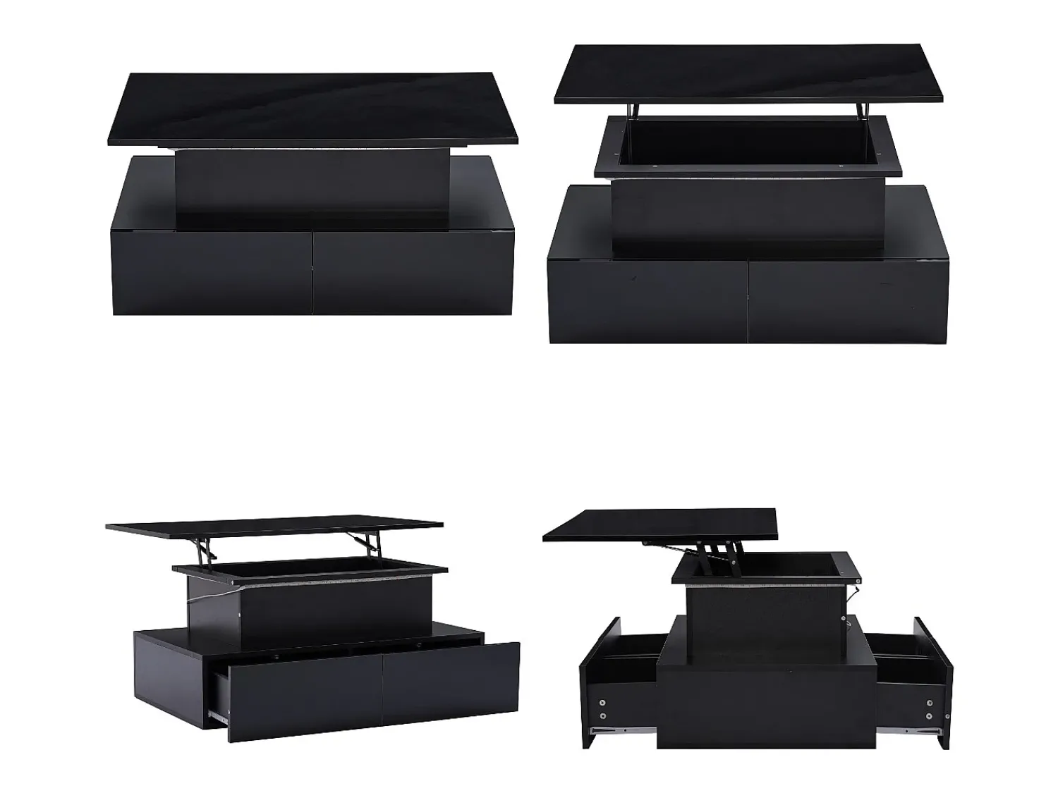 ModernLuxe Mesa de centro reveladora com LED - 4 gavetas -^ Mesa De Centro