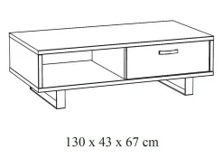 Mesa De Centro*Meublorama Mesa de centro robusta da coleção NEWTON Cor carvalho dourado. Pés em metal preto. Castanho