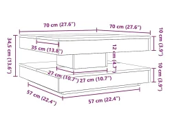 Mesa De Centro|vidaxl Mesa de centro rotativa a 360 graus 70x70x34,5 cm sonoma cinza Cinzento claro
