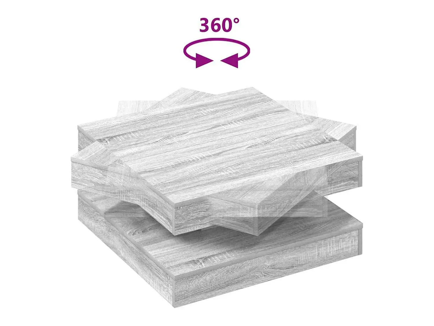 Mesa De Centro|vidaxl Mesa de centro rotativa a 360 graus 70x70x34,5 cm sonoma cinza Cinzento claro