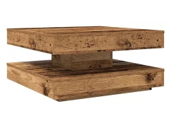 Best vidaxl Mesa de centro rotativa a 360 graus 70x70x34,5 cm madeira velha Castanho