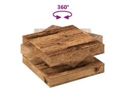 Best vidaxl Mesa de centro rotativa a 360 graus 70x70x34,5 cm madeira velha Castanho