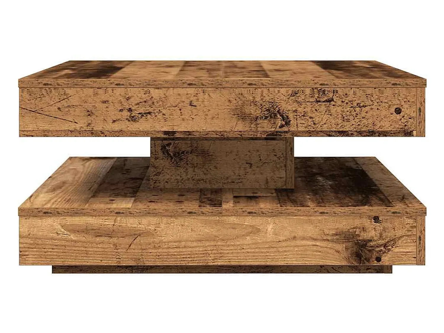 Best vidaxl Mesa de centro rotativa a 360 graus 70x70x34,5 cm madeira velha Castanho