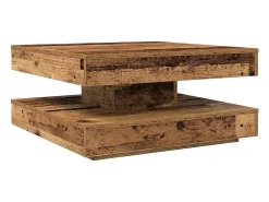 Best vidaxl Mesa de centro rotativa a 360 graus 70x70x34,5 cm madeira velha Castanho