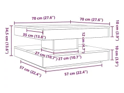 Mesa De Centro|vidaxl Mesa de centro rotativa a 360 graus 70x70x34,5 cm Preto
