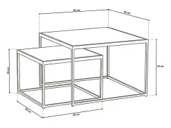 Mesa De Centro|Meublorama Mesa de centro RUBIK, mesa ninho com tampo de madeira maciça exótica de Mangolia, ideal para uma sala de estar contemporânea. Castanho