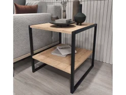 Hot Mesa de centro Rus Living Room com base preta e carvalho Safir 50 cm Preto
