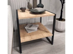 Hot Mesa de centro Rus Living Room com base preta e carvalho Safir 50 cm Preto