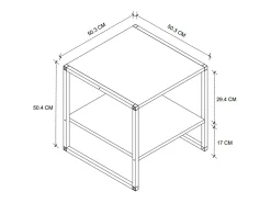 Hot Mesa de centro Rus Living Room com base preta e carvalho Safir 50 cm Preto