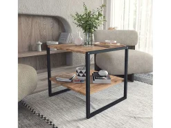 Hot Mesa de centro Rus Living Room com base preta e carvalho Safir 50 cm Preto