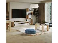 Mesa de Centro Sala de Estar Sala de Jantar Carvalho Sonoma Natural 90x46 cm^ Mesa De Centro