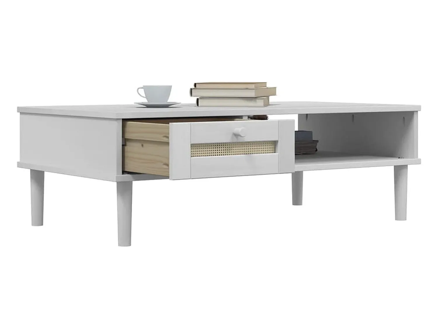 Discount vidaxl Mesa de centro SENJA 100x55x33 cm pinho maciço Branco