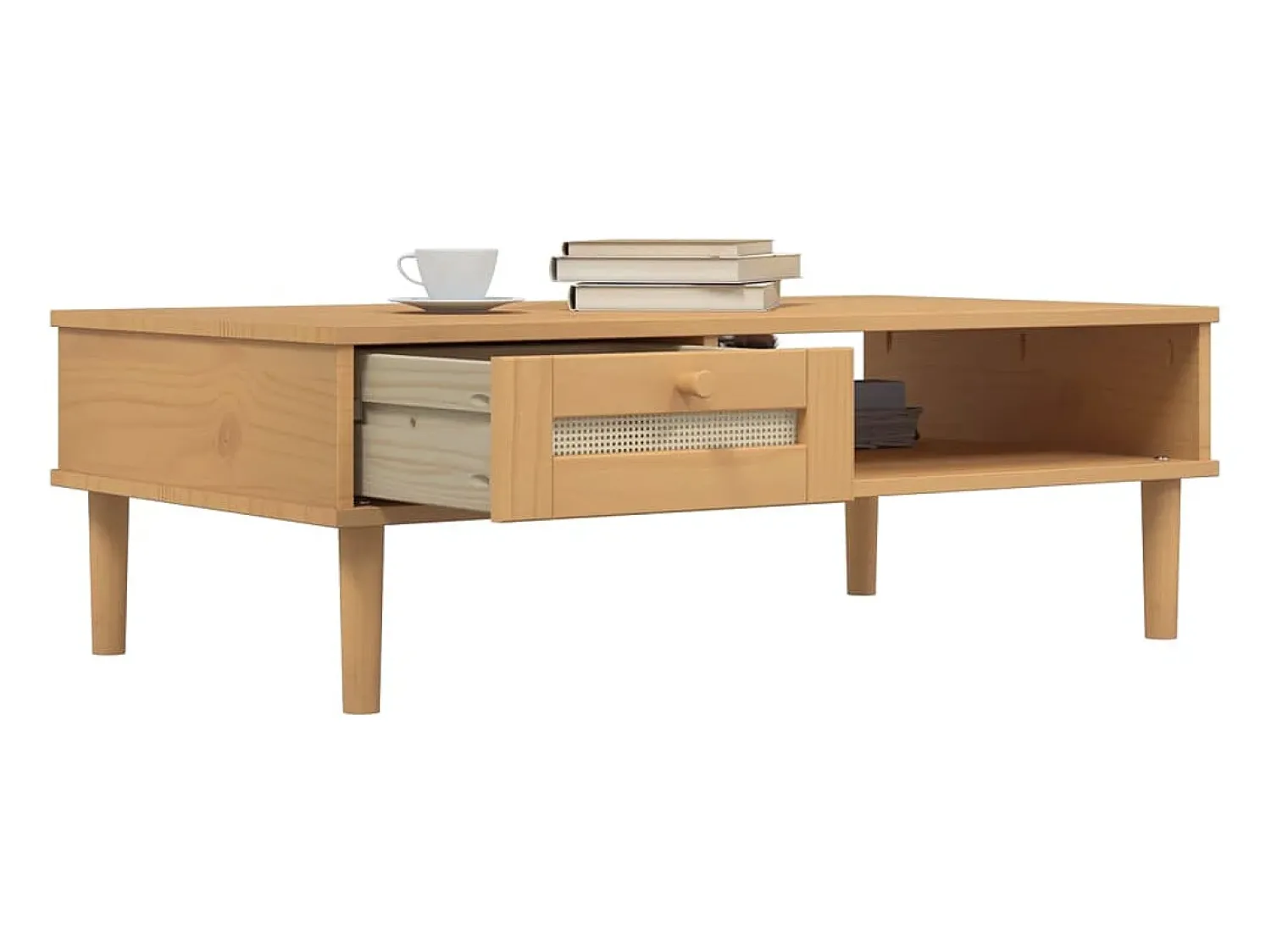 vidaxl Mesa de centro SENJA 100x55x33 cm pinho maciço castanho^ Mesa De Centro