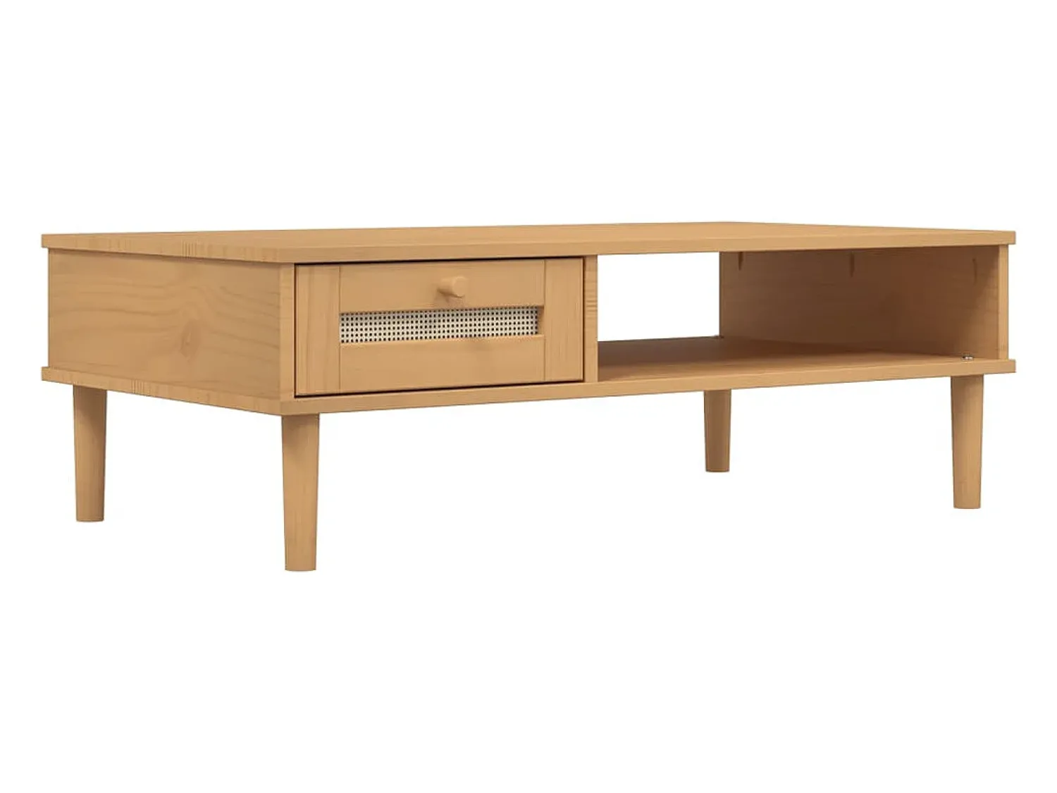 vidaxl Mesa de centro SENJA 100x55x33 cm pinho maciço castanho^ Mesa De Centro