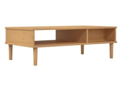 vidaxl Mesa de centro SENJA 100x55x33 cm pinho maciço castanho^ Mesa De Centro