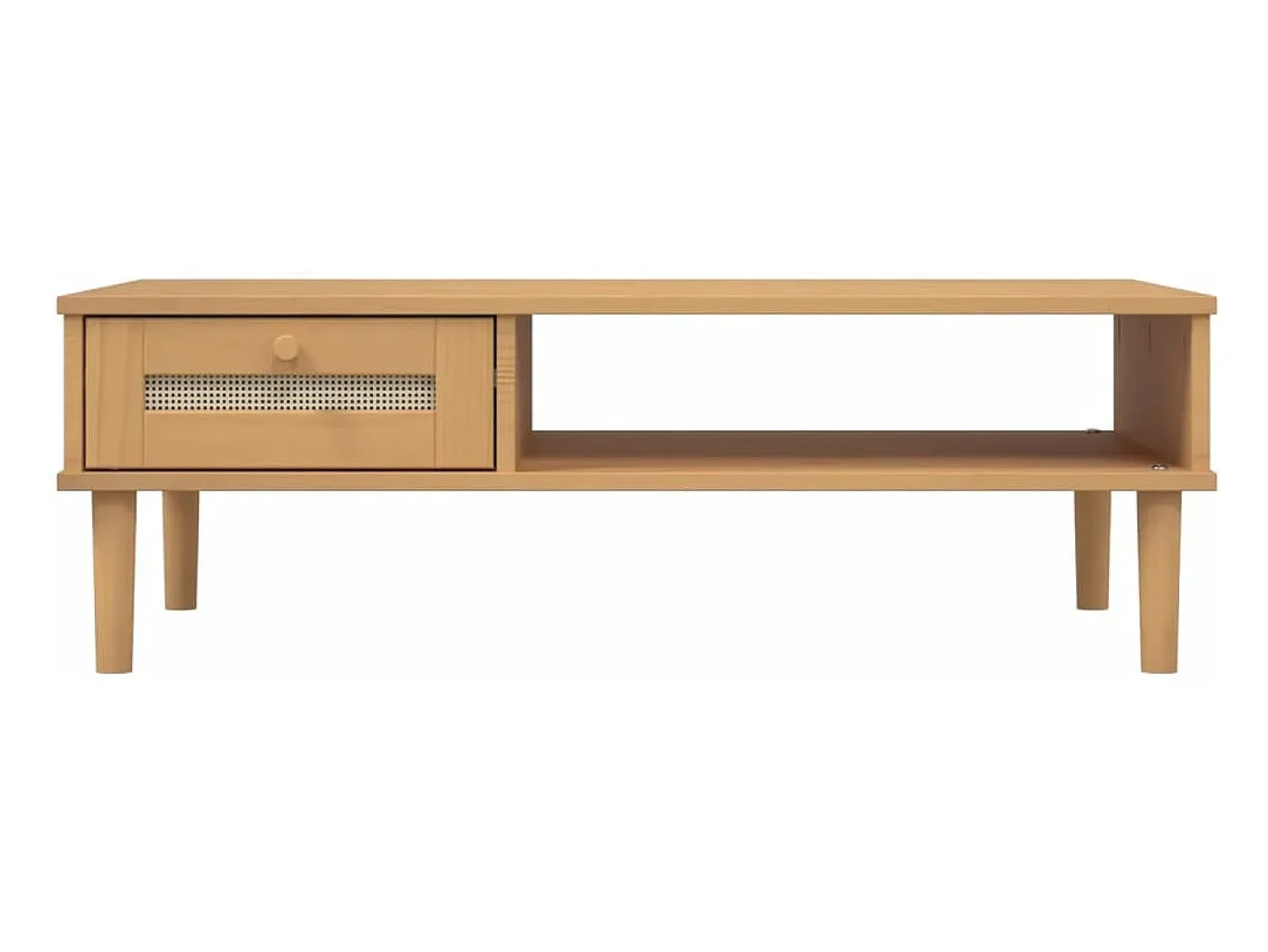 vidaxl Mesa de centro SENJA 100x55x33 cm pinho maciço castanho^ Mesa De Centro