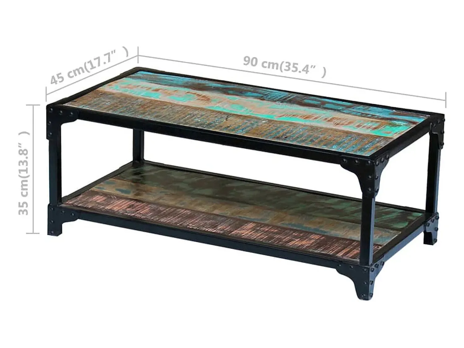 Best vidaxl Mesa de centro sólida em madeira reciclada Multicor