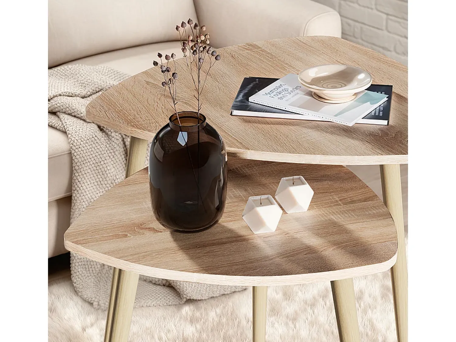 Discount Vicco Mesa de centro sonoma 60x60x50 twino Natural claro