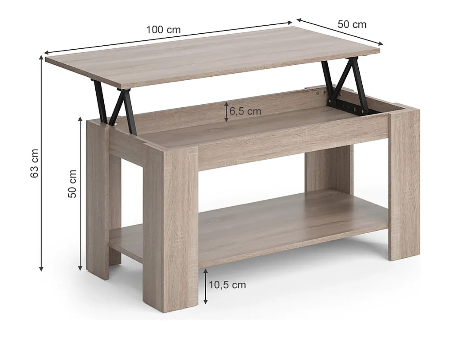 Mesa De Centro*Vicco Mesa de centro sonoma 100x50x50 lorenz Natural claro