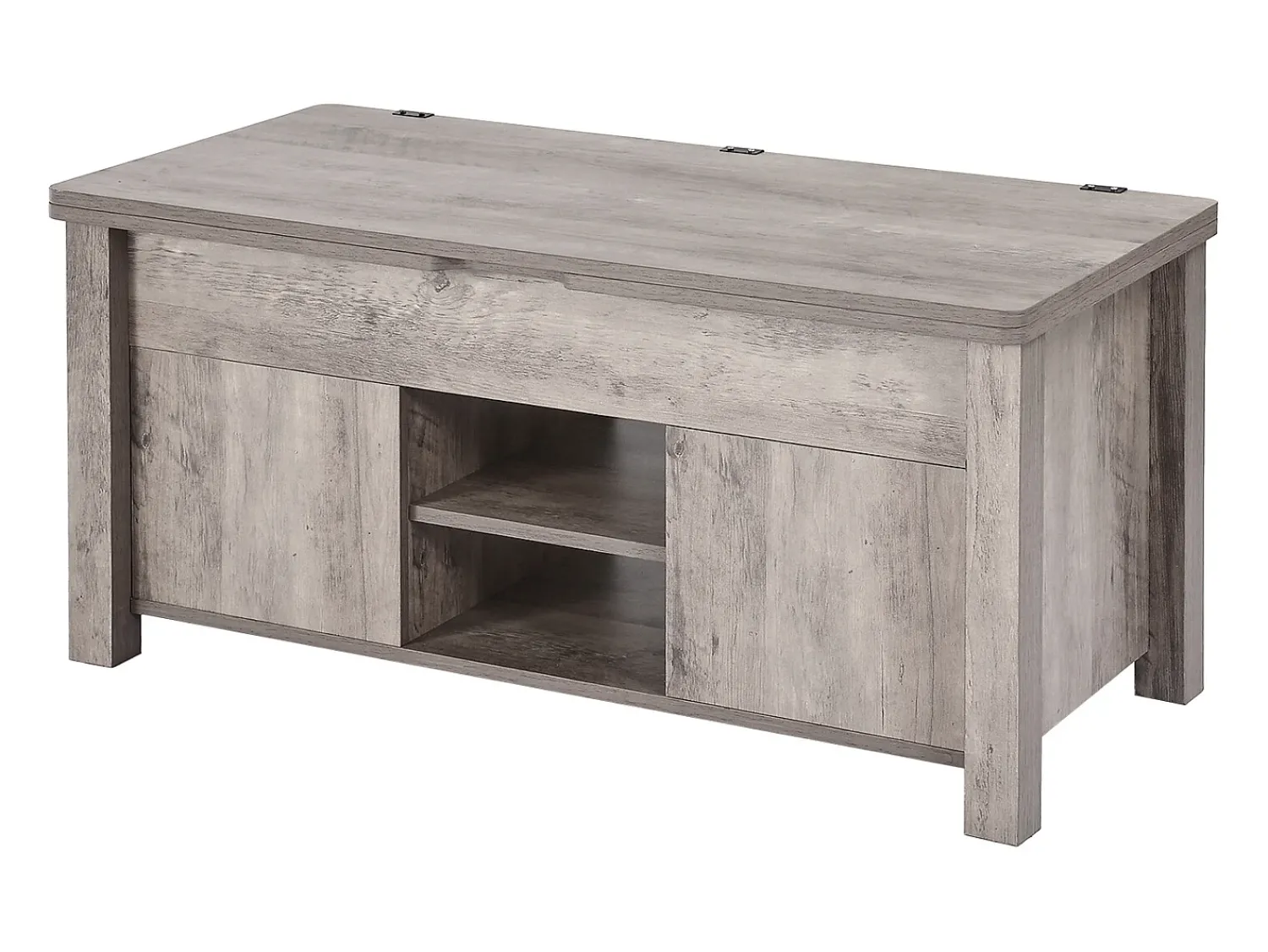 Mesa De Centro| Mesa de Centro SucceBuy com Tampo Elevatório Retangular, 100 x 50 x 48.5 cm, Mesa de Sala com Porta de Celeiro e Compartimento de Armazenamento Oculto Cinzento