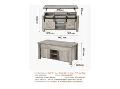 Mesa De Centro| Mesa de Centro SucceBuy com Tampo Elevatório Retangular, 100 x 50 x 48.5 cm, Mesa de Sala com Porta de Celeiro e Compartimento de Armazenamento Oculto Cinzento
