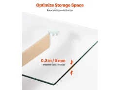 Outlet Mesa de Centro SucceBuy em Vidro Moderna, com Tampos de Vidro Temperado e Pernas Cruzadas de Metal, Equipada com Pés Ajustáveis Antiderrapantes, Ideal para Sala Dourado