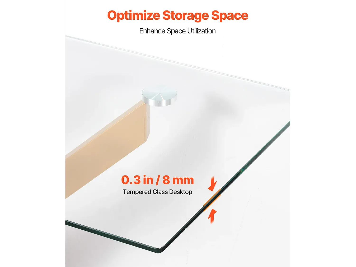 Outlet Mesa de Centro SucceBuy em Vidro Moderna, com Tampos de Vidro Temperado e Pernas Cruzadas de Metal, Equipada com Pés Ajustáveis Antiderrapantes, Ideal para Sala Dourado