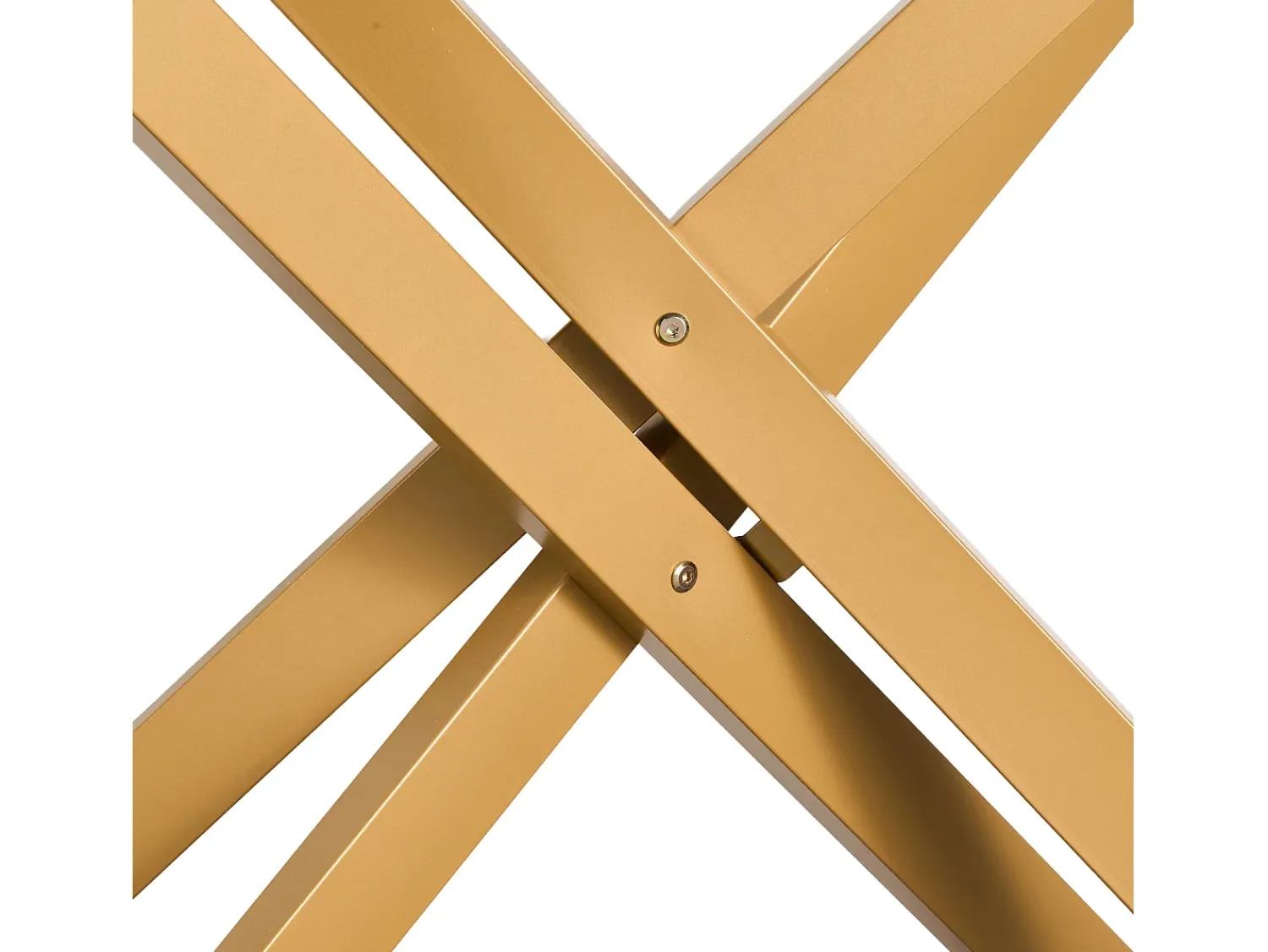 Outlet Mesa de Centro SucceBuy em Vidro Moderna, com Tampos de Vidro Temperado e Pernas Cruzadas de Metal, Equipada com Pés Ajustáveis Antiderrapantes, Ideal para Sala Dourado