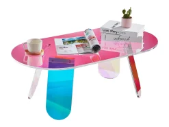 Mesa De Centro* Mesa de Centro SucceBuy em Acrílico Mesa de Apoio Iridescente de 35cm para Sala, Terraço, Pátio, Lanche/Bebida/Comida Multicor
