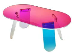 Mesa De Centro* Mesa de Centro SucceBuy em Acrílico Mesa de Apoio Iridescente de 35cm para Sala, Terraço, Pátio, Lanche/Bebida/Comida Multicor