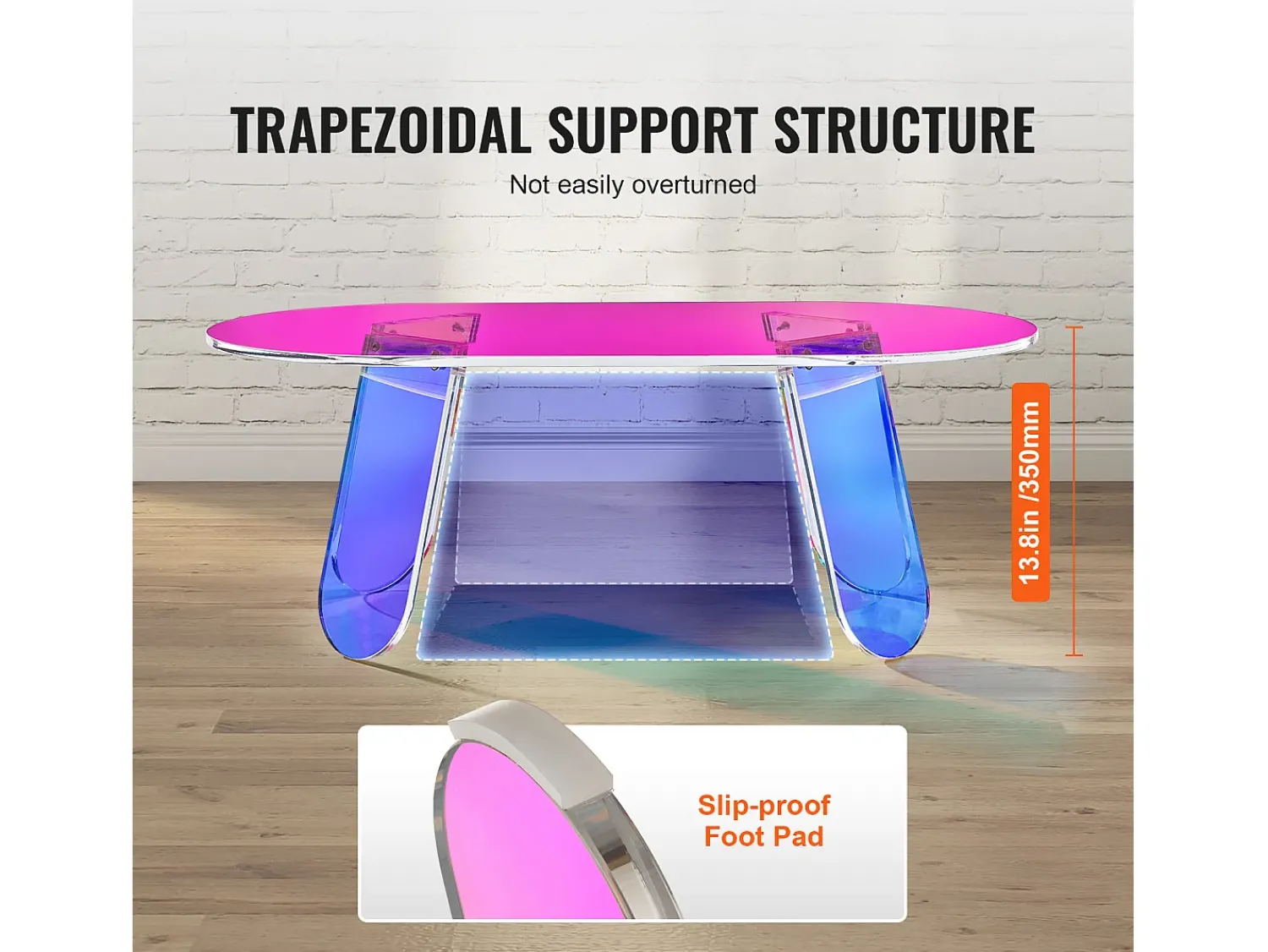Mesa De Centro* Mesa de Centro SucceBuy em Acrílico Mesa de Apoio Iridescente de 35cm para Sala, Terraço, Pátio, Lanche/Bebida/Comida Multicor