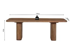 Meublorama Mesa de centro TALVORA – Madeira de mangueira maciça – Mesa de centro retangular 120x60 cm – Design rústico e natural^ Mesa De Centro