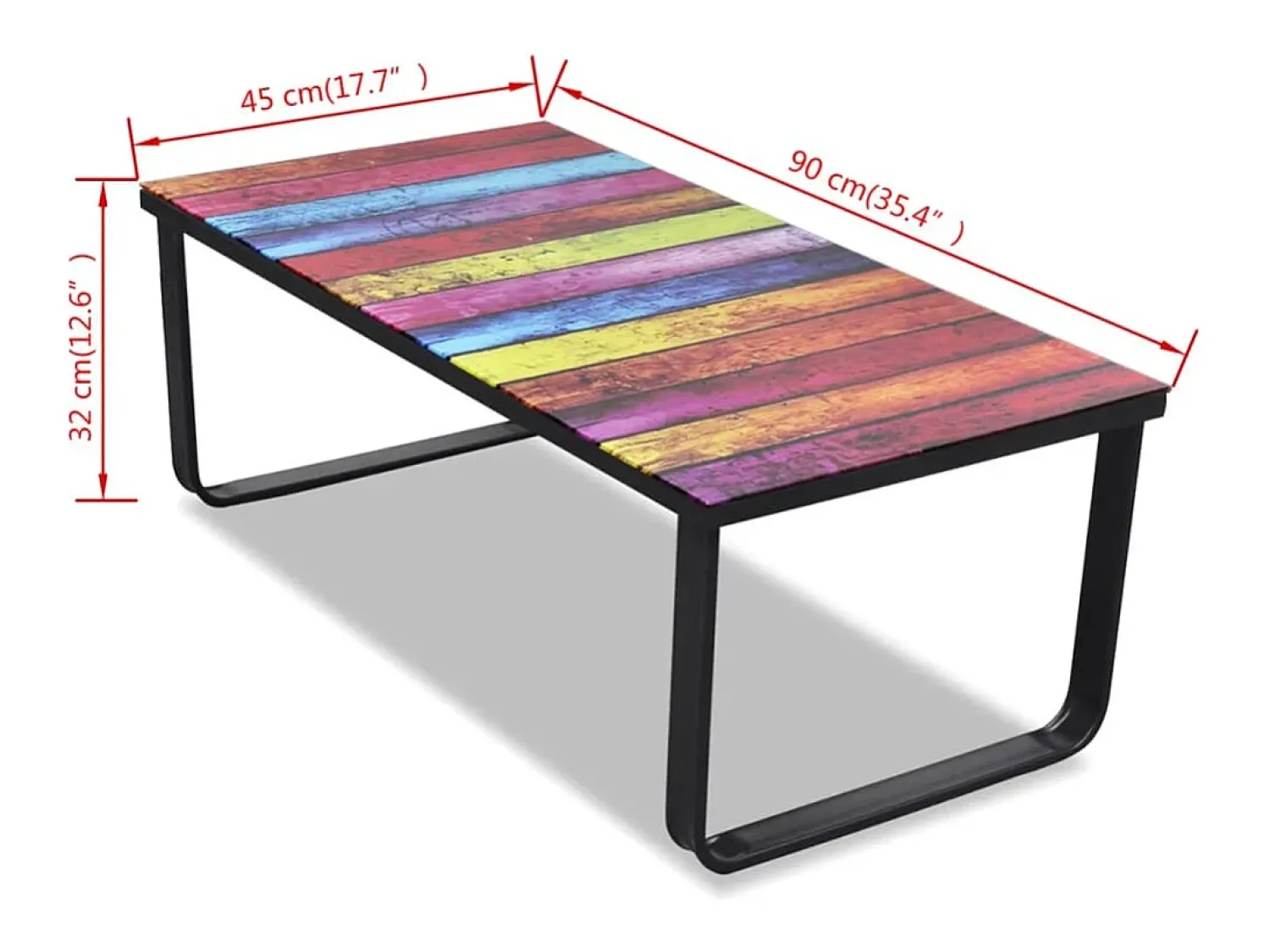Mesa De Centro|vidaxl Mesa de centro, tampo de vidro com impressão de arco-íris Multicor