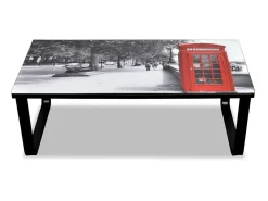 Mesa De Centro| Mesa de centro, tampo de vidro com impressão cabine telefónica PT361770 Multicor