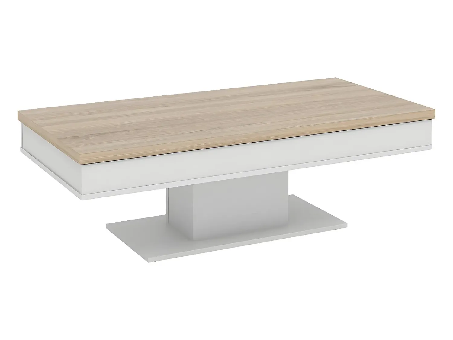 Mesa De Centro|Vente-unique Mesa de centro tampo efeito carvalho com espaço de arrumação ASTULIA Natural claro / Branco