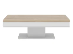 Mesa De Centro|Vente-unique Mesa de centro tampo efeito carvalho com espaço de arrumação ASTULIA Natural claro / Branco