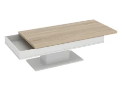 Mesa De Centro|Vente-unique Mesa de centro tampo efeito carvalho com espaço de arrumação ASTULIA Natural claro / Branco