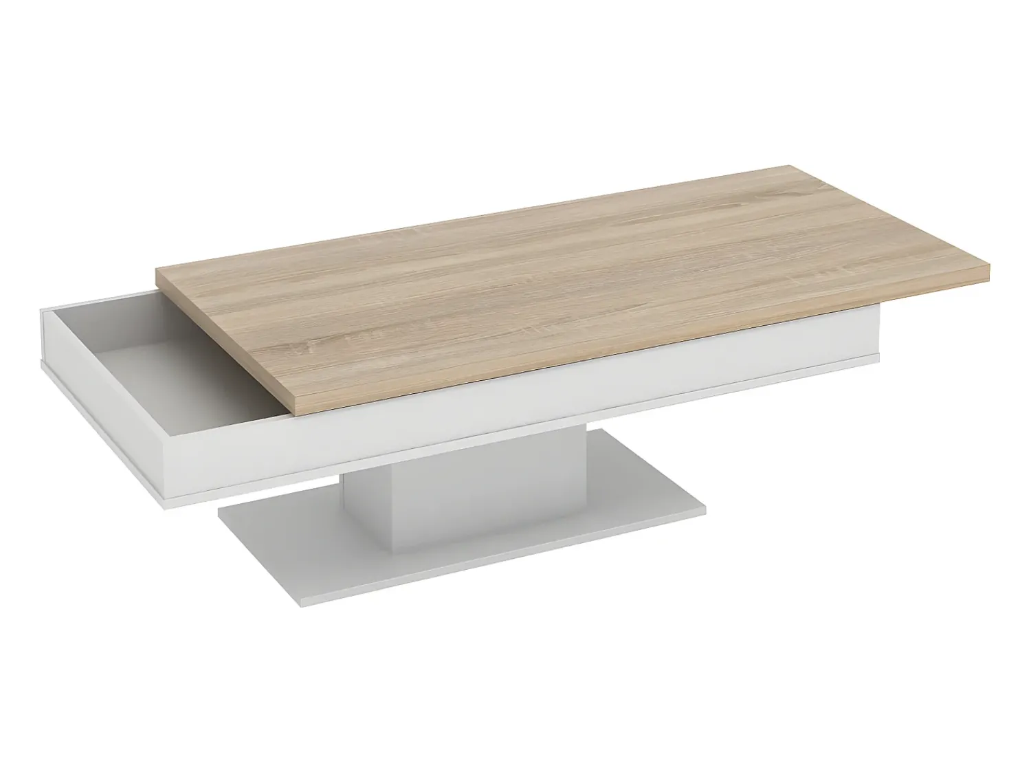 Mesa De Centro|Vente-unique Mesa de centro tampo efeito carvalho com espaço de arrumação ASTULIA Natural claro / Branco