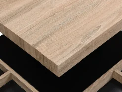 Mesa De Centro|Vente-unique Mesa de centro tampo giratório MDF lacado a preto e natural claro - FAUSTO Preto / Natural claro
