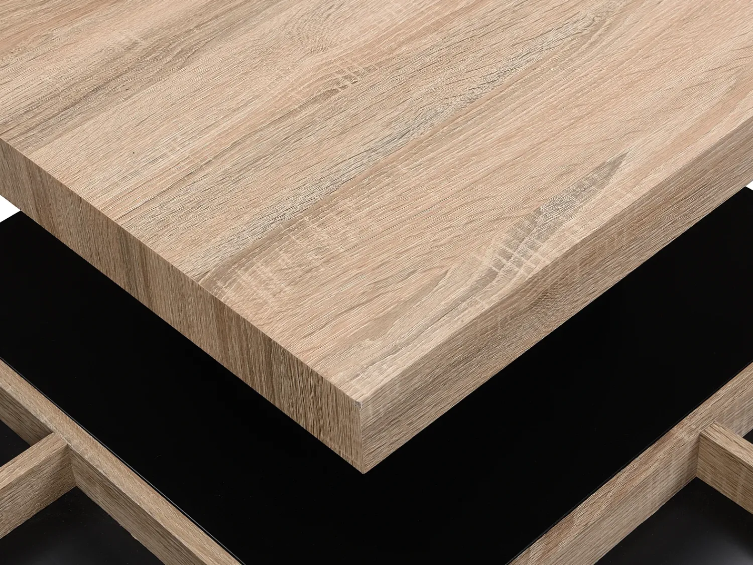 Mesa De Centro|Vente-unique Mesa de centro tampo giratório MDF lacado a preto e natural claro - FAUSTO Preto / Natural claro