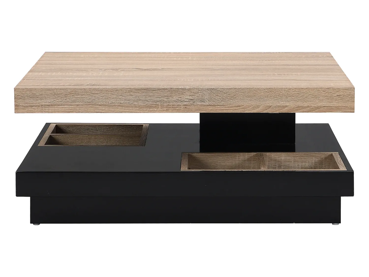 Mesa De Centro|Vente-unique Mesa de centro tampo giratório MDF lacado a preto e natural claro - FAUSTO Preto / Natural claro