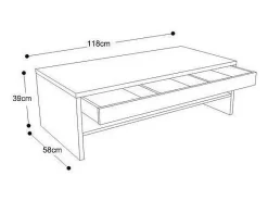 Outlet Meublorama Mesa de centro TRIGO com gaveta na cor brilhante - comprimento 118 cm Branco