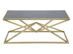 Mesa De Centro* Mesa de Centro Triângulos, Preto, 110x60x45 cm, Kendra Home Dourado