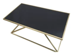 Mesa De Centro* Mesa de Centro Triângulos, Preto, 110x60x45 cm, Kendra Home Dourado