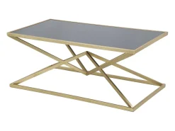 Mesa De Centro* Mesa de Centro Triângulos, Preto, 110x60x45 cm, Kendra Home Dourado