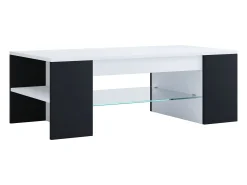 Sale VCM Mesa de centro Tunas design em madeira e vidro branco/preto 100x50x35 cm, armazenamento otimizado, montagem fácil Multicor