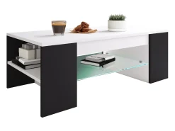 Sale VCM Mesa de centro Tunas design em madeira e vidro branco/preto 100x50x35 cm, armazenamento otimizado, montagem fácil Multicor