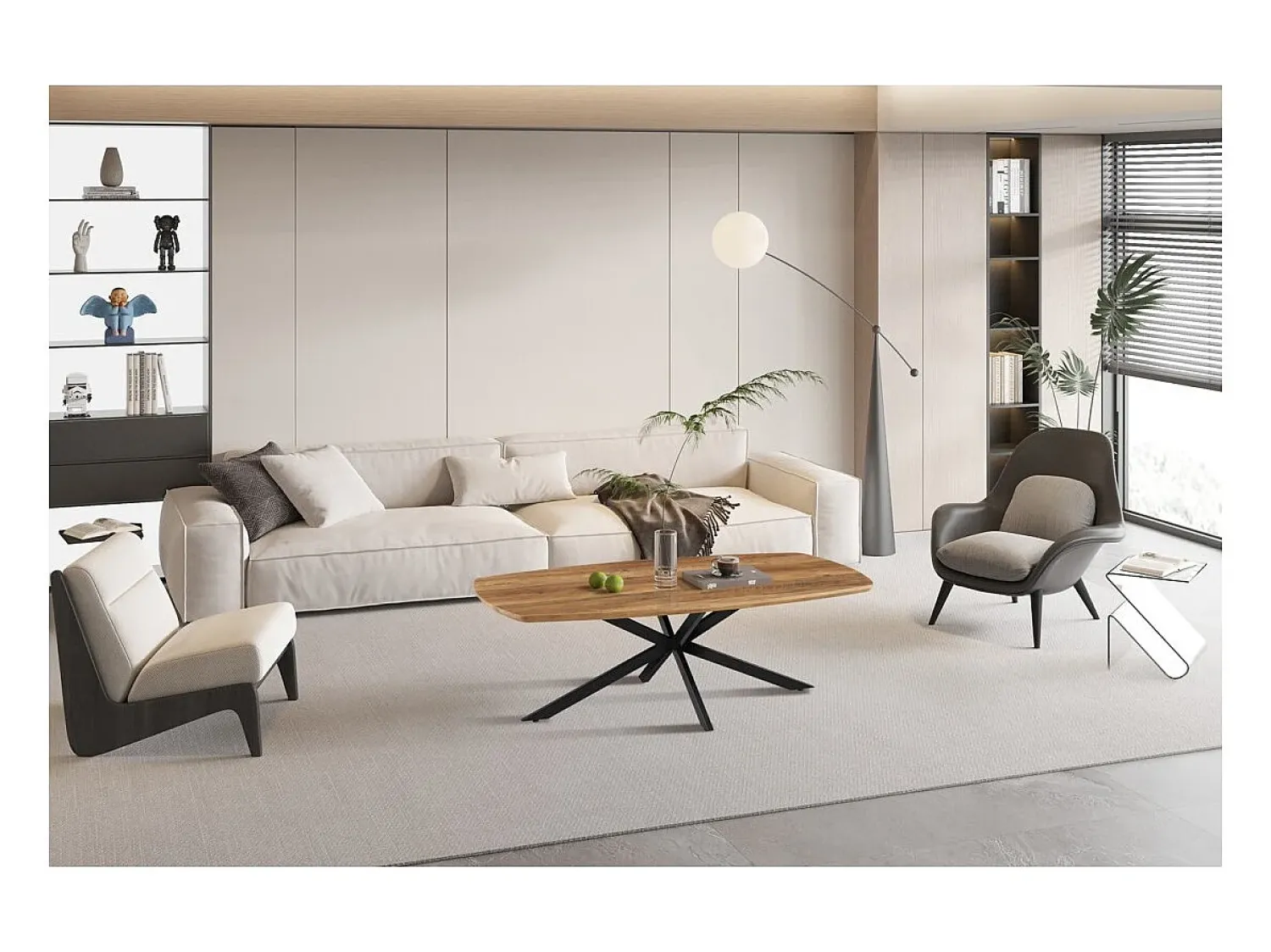 Meublorama Mesa de Centro TUNIS – Cor de madeira de mangueira – Mesa de centro retangular 130x70 cm – MDF & metal – Design original^ Mesa De Centro